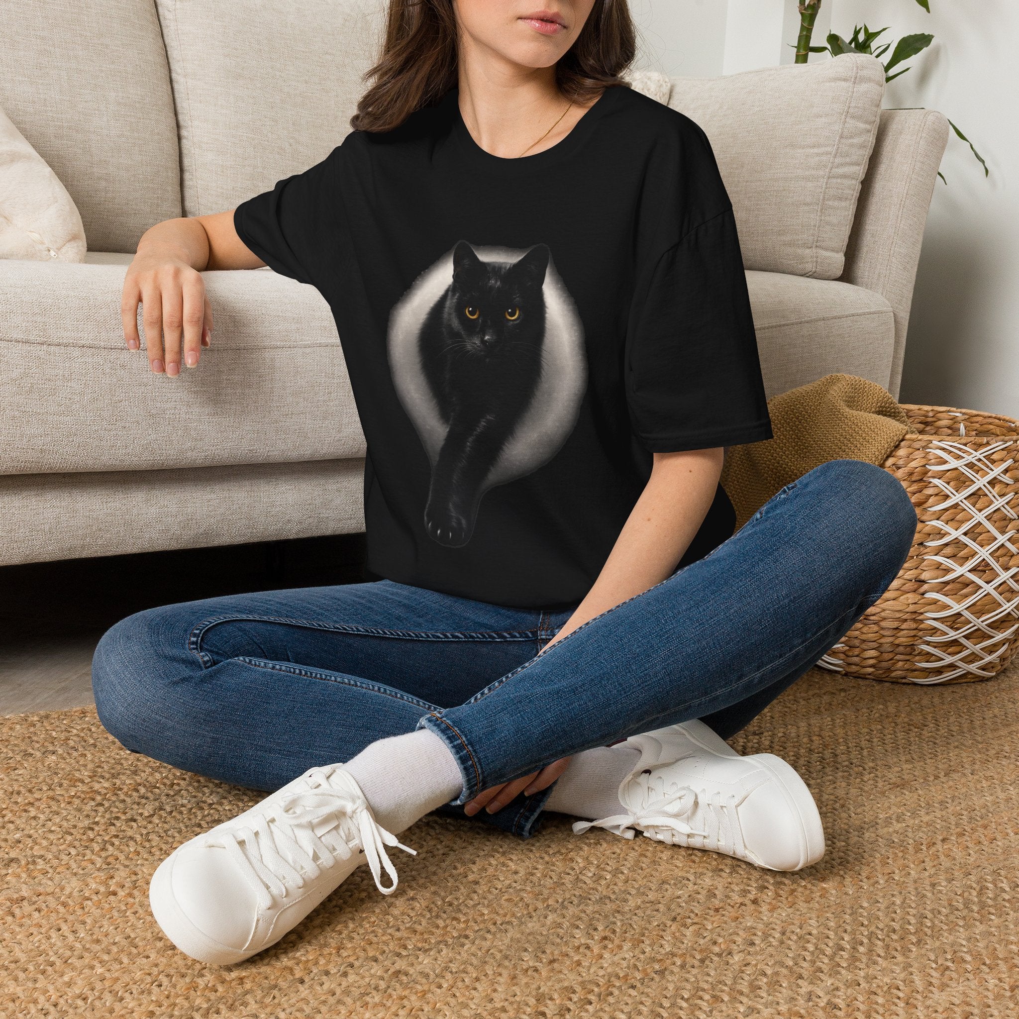 Golden Eyes Black Cat T-Shirt | Unique Cat Lover Gift