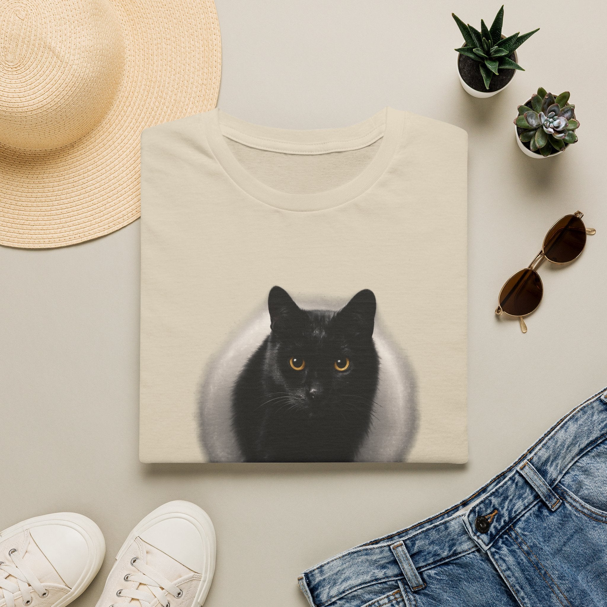 Golden Eyes Black Cat T-Shirt | Unique Cat Lover Gift