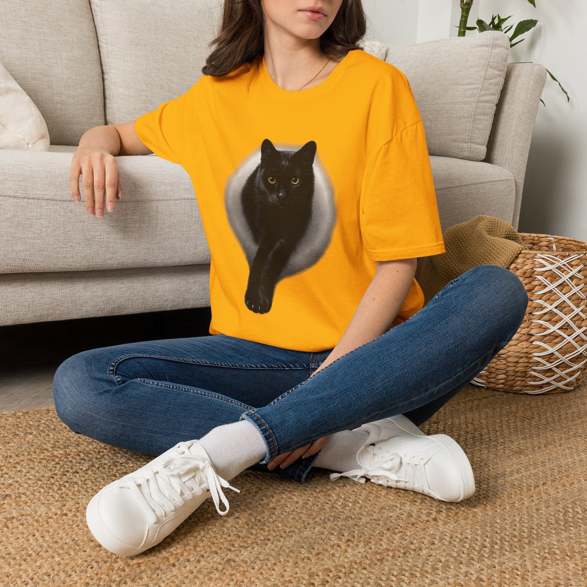Golden Eyes Black Cat T-Shirt | Unique Cat Lover Gift