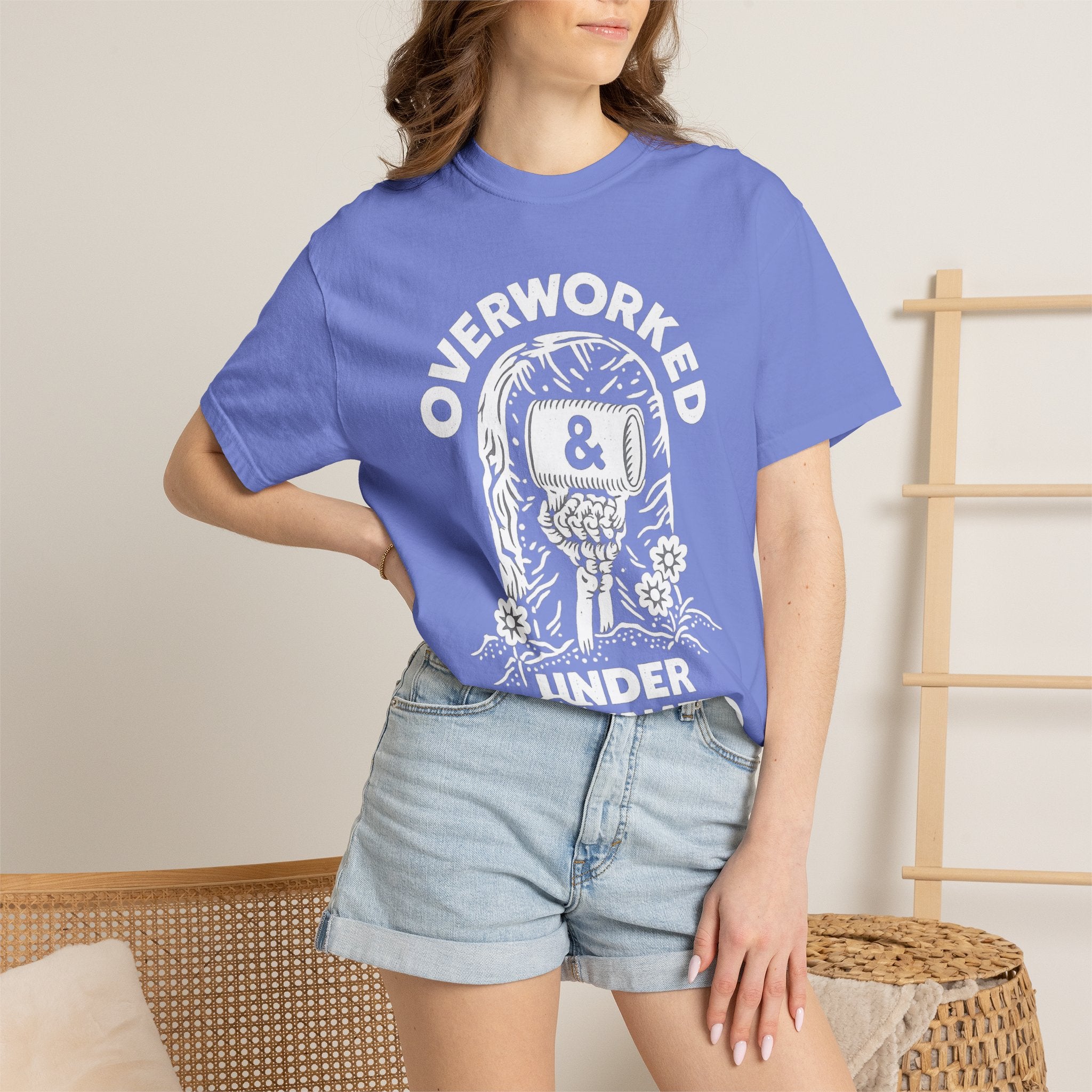 Overworked & Under Caffeinated T-Shirt — Funny Coffee Lover Tee