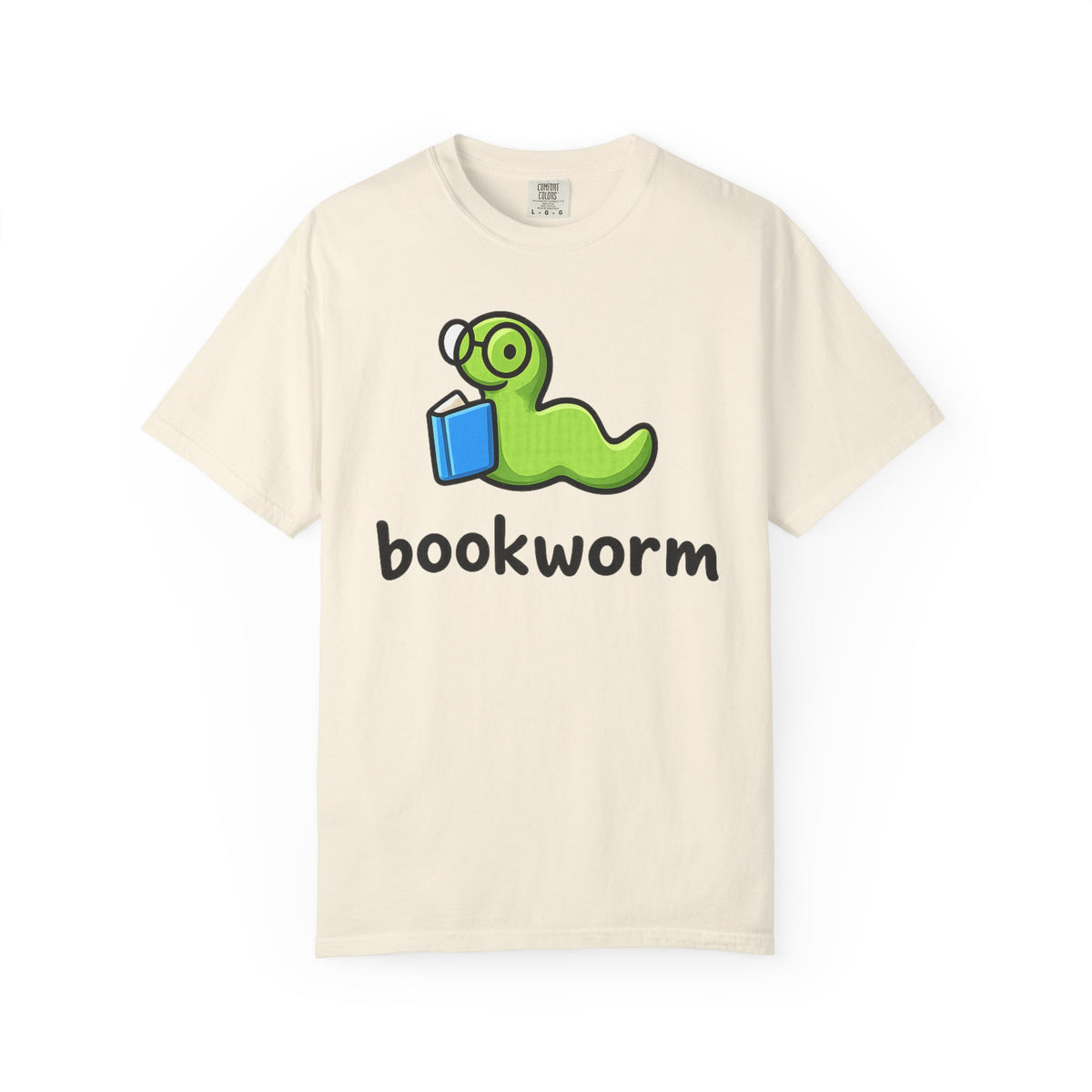 Cute bookworm graphic tee for book lovers and readers. Comfort Colors garment-dyed cotton, relaxed unisex fit. Fast US & EU shipping. Perfect reader gift.