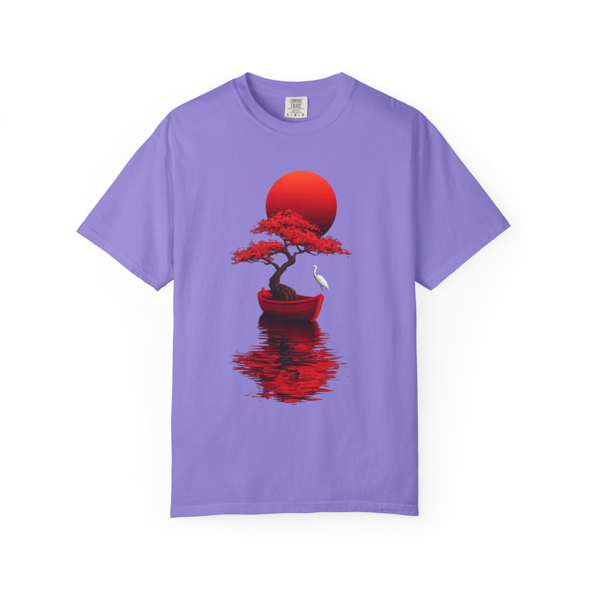 Striking red bonsai and rising sun graphic tee with Japanese-inspired art. Premium heavyweight cotton, unisex fit. Free shipping across the US & Europe.