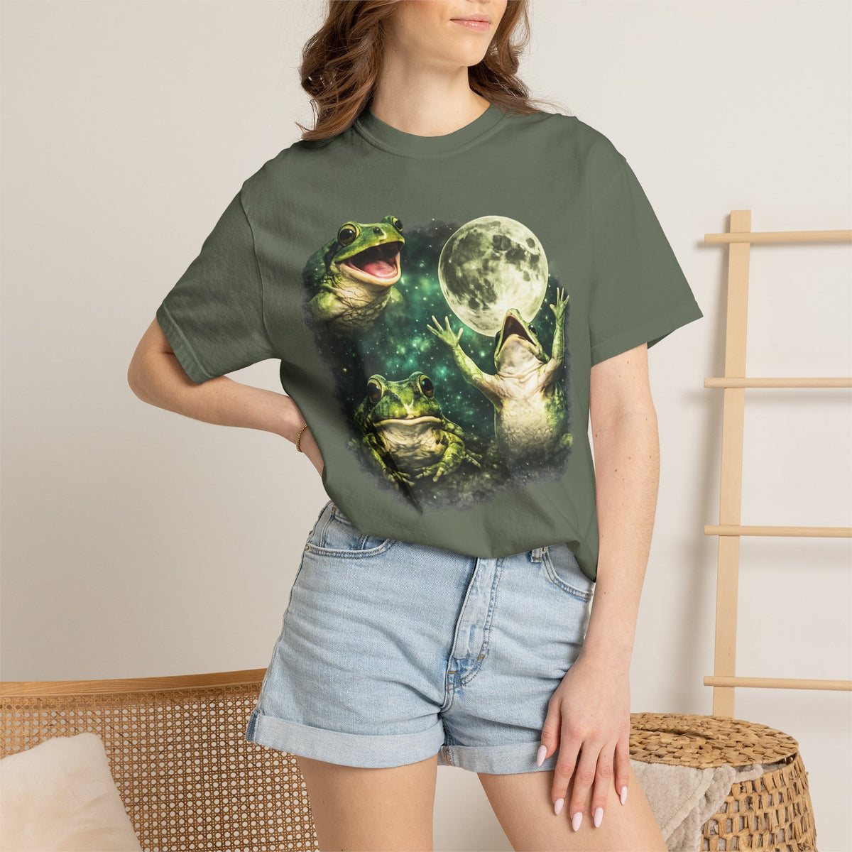 funny frog shirt, three wolf moon parody, frog lover gift, cottagecore shirt, goblincore tee, vintage graphic tee, oversized streetwear, cosmic frog shirt, meme shirt, funny vintage tee, frogcore, unisex graphic tee