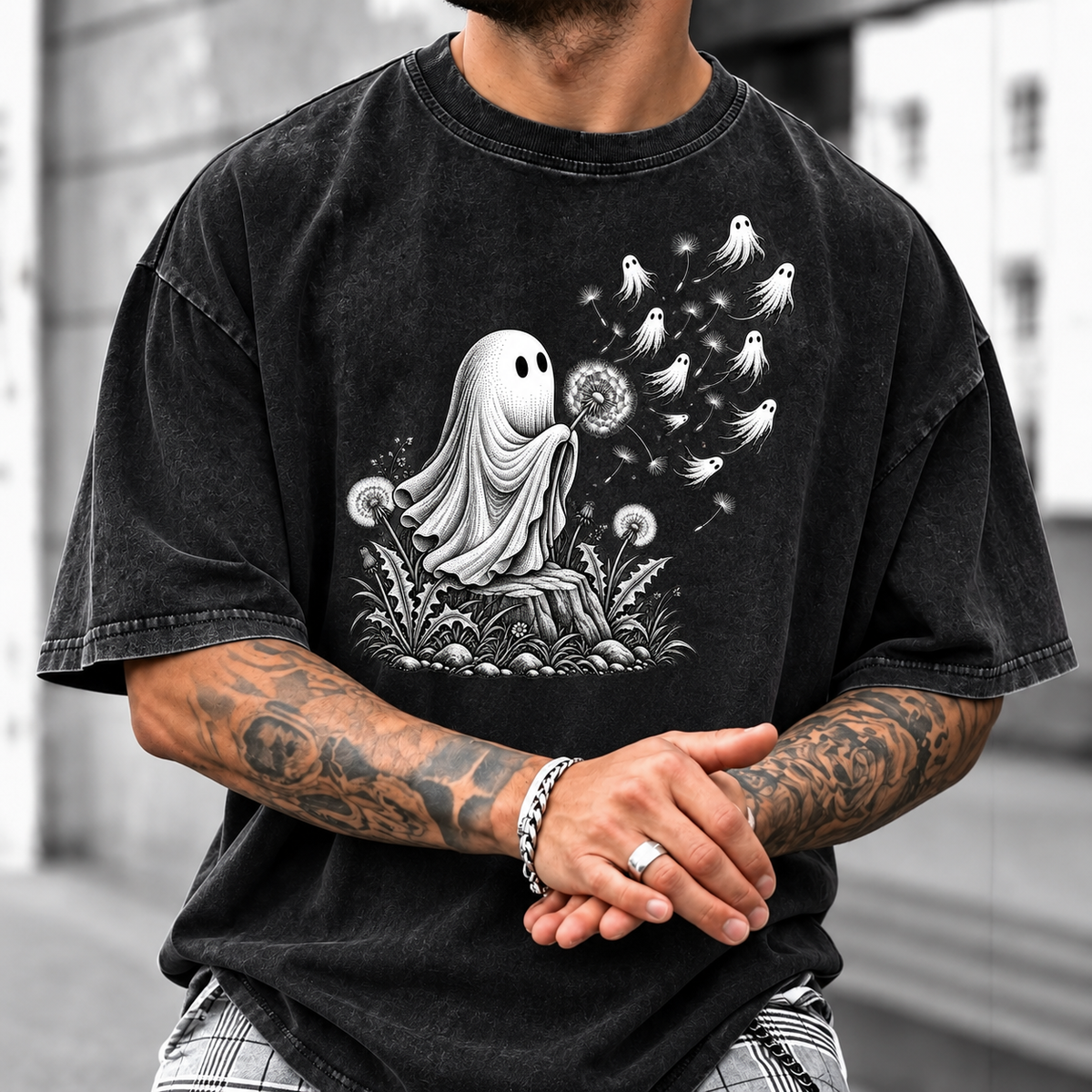 Ghost Dandelion Shirt, Spooky Floral Graphic Tee, Vintage Botanical Halloween T-Shirt, Whimsical Ghost Gift