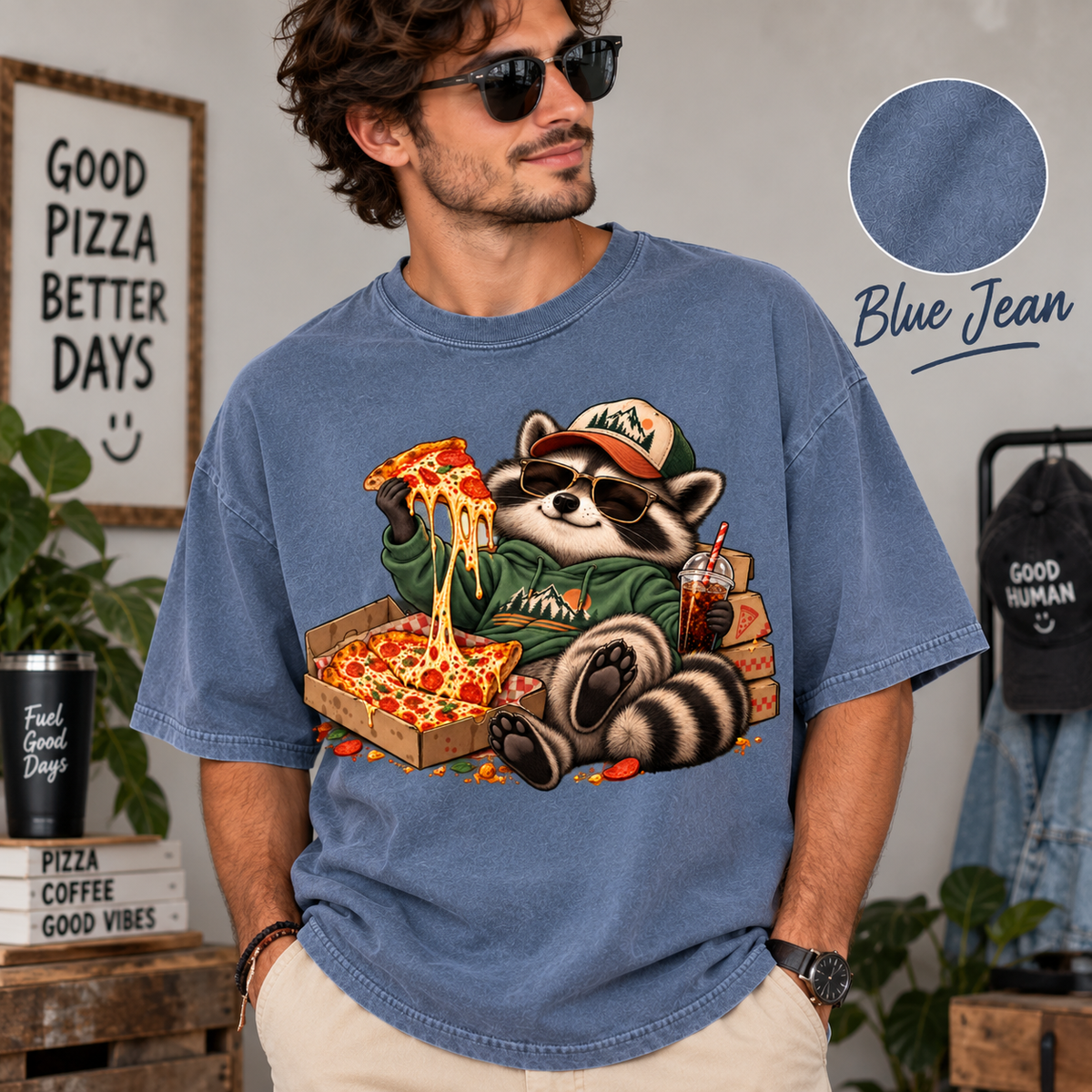 Raccoon Pizza Shirt, Funny Foodie Graphic Tee, Pizza Lover Gift, Cute Raccoon T-Shirt