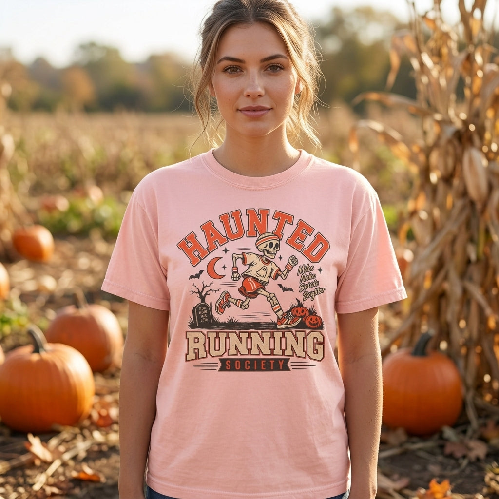 Haunted Running Society Shirt, Halloween Running Shirt, Funny Skeleton Runner Tee, Spooky Running Club Shirt, Gift for Runner