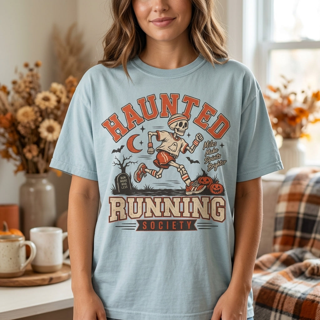 Haunted Running Society Shirt, Halloween Running Shirt, Funny Skeleton Runner Tee, Spooky Running Club Shirt, Gift for Runner