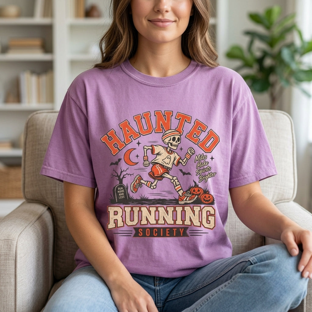 Haunted Running Society Shirt, Halloween Running Shirt, Funny Skeleton Runner Tee, Spooky Running Club Shirt, Gift for Runner