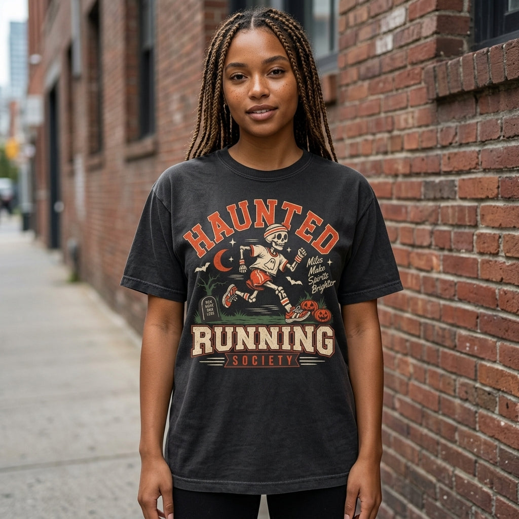 Haunted Running Society Shirt, Halloween Running Shirt, Funny Skeleton Runner Tee, Spooky Running Club Shirt, Gift for Runner