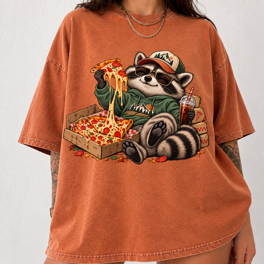 Raccoon Pizza Shirt, Funny Foodie Graphic Tee, Pizza Lover Gift, Cute Raccoon T-Shirt