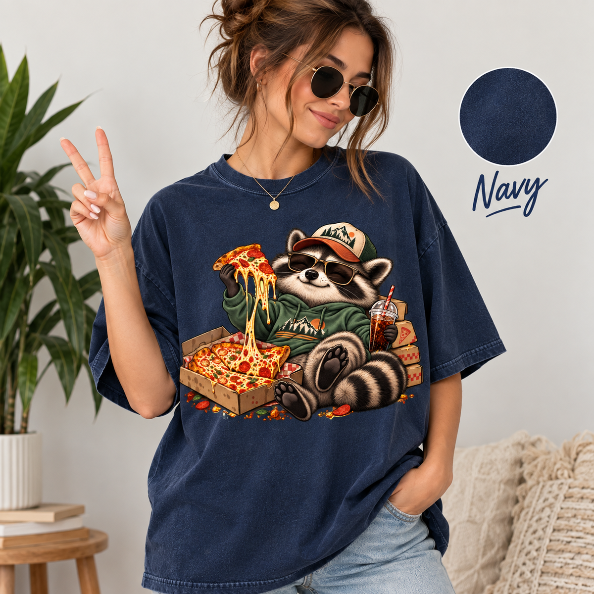 Raccoon Pizza Shirt, Funny Foodie Graphic Tee, Pizza Lover Gift, Cute Raccoon T-Shirt