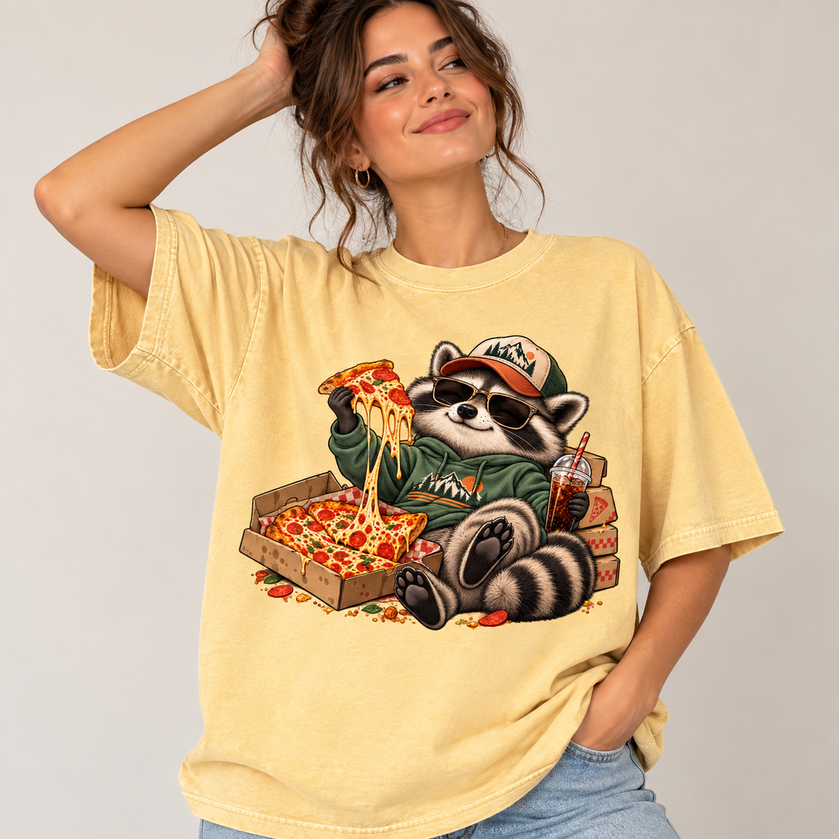 Raccoon Pizza Shirt, Funny Foodie Graphic Tee, Pizza Lover Gift, Cute Raccoon T-Shirt